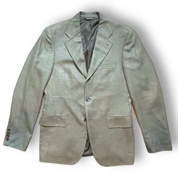 Harold Powell Vintage Blazer Green Silk Wool Blend Academia Size 40 Reg - Picture 3 of 11